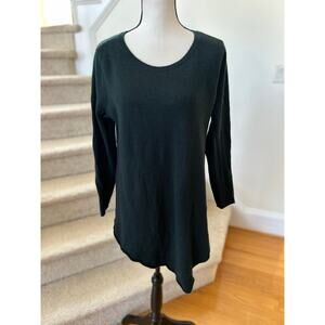Joie Cashmere Oversize Asymmetric Hem Dark Forest Green Sweater